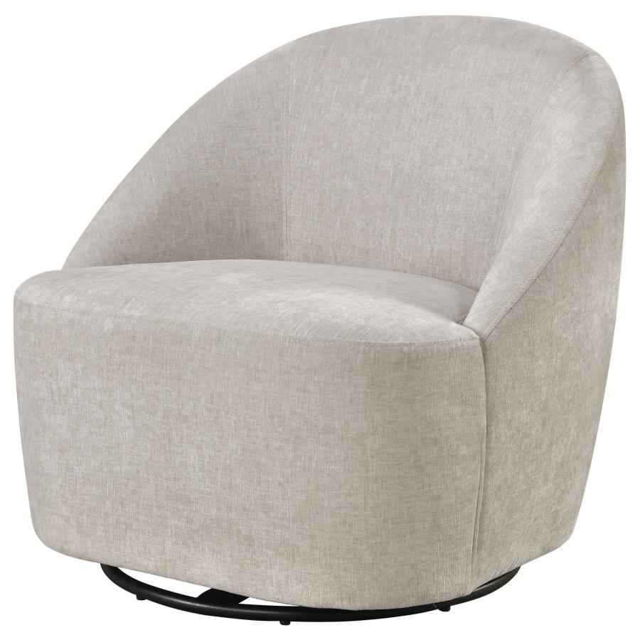 Leon Chenille Upholstered Swivel Accent Chair Beige - Home & Sleep Outlet