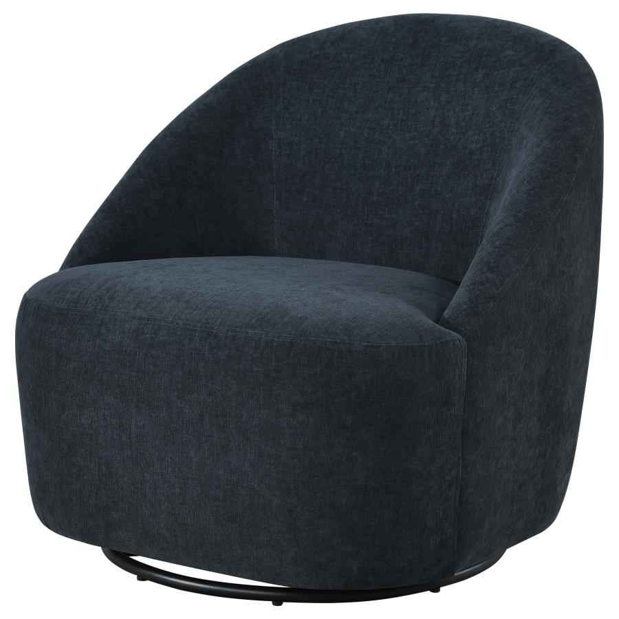 Leon Chenille Upholstered Swivel Accent Chair Black - Home & Sleep Outlet
