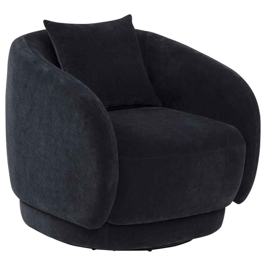 Arnaud Chenille Upholstered Swivel Accent Chair Navy - Home & Sleep Outlet