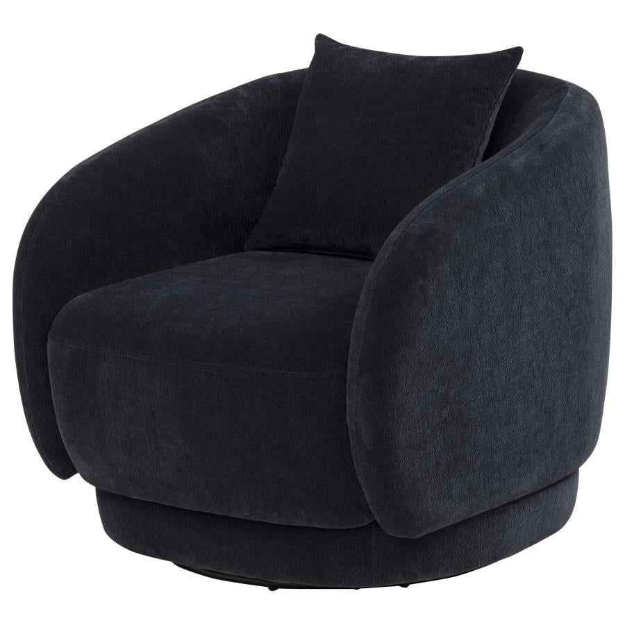 Arnaud Chenille Upholstered Swivel Accent Chair Navy - Home & Sleep Outlet