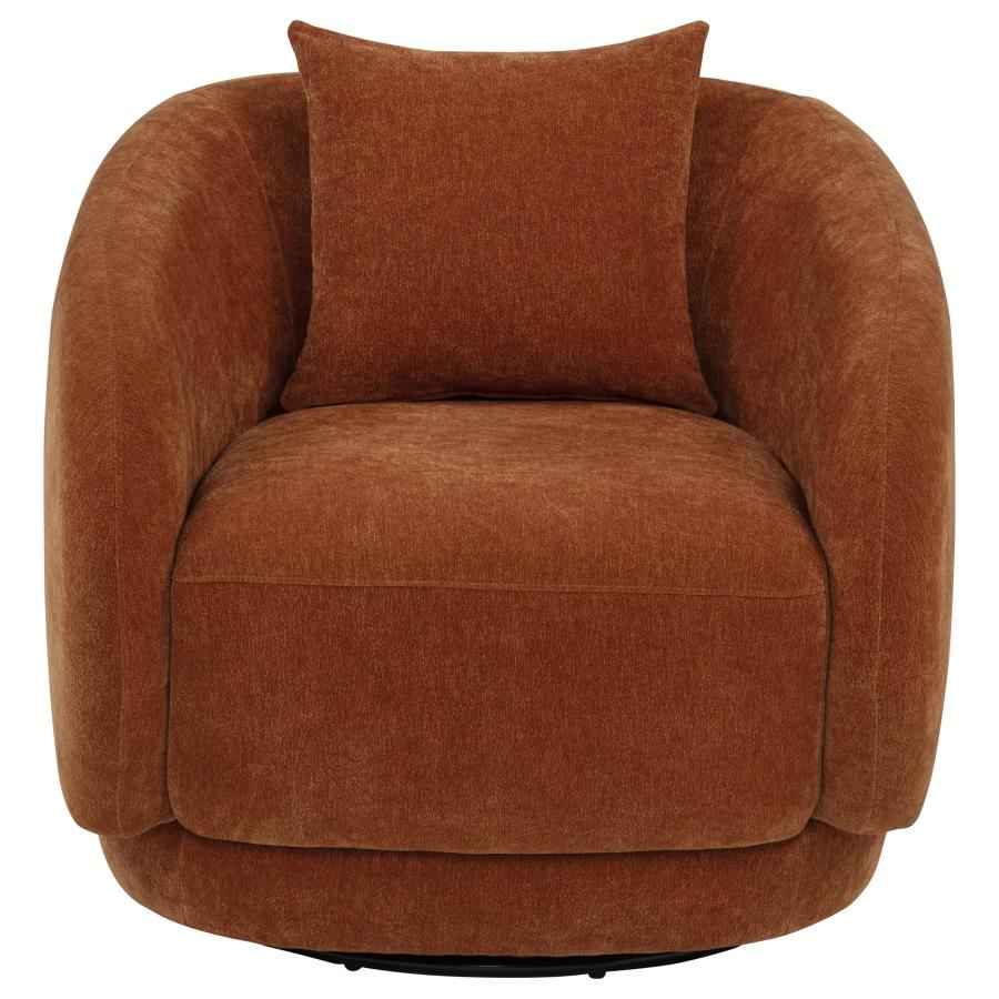 Arnaud Chenille Upholstered Swivel Accent Chair Burnt Orange - Home & Sleep Outlet