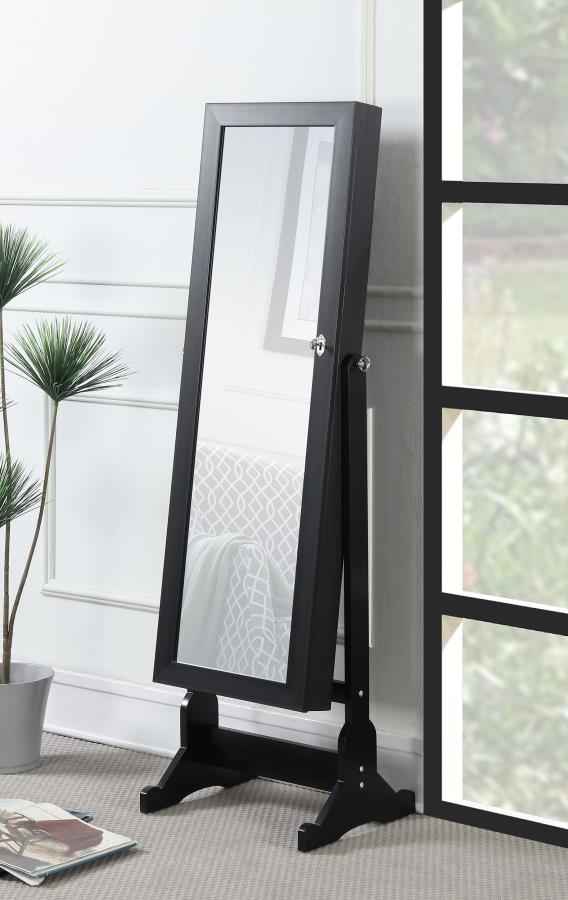 Tutuola Cheval Mirror with Jewelry Storage Black - Home & Sleep Outlet