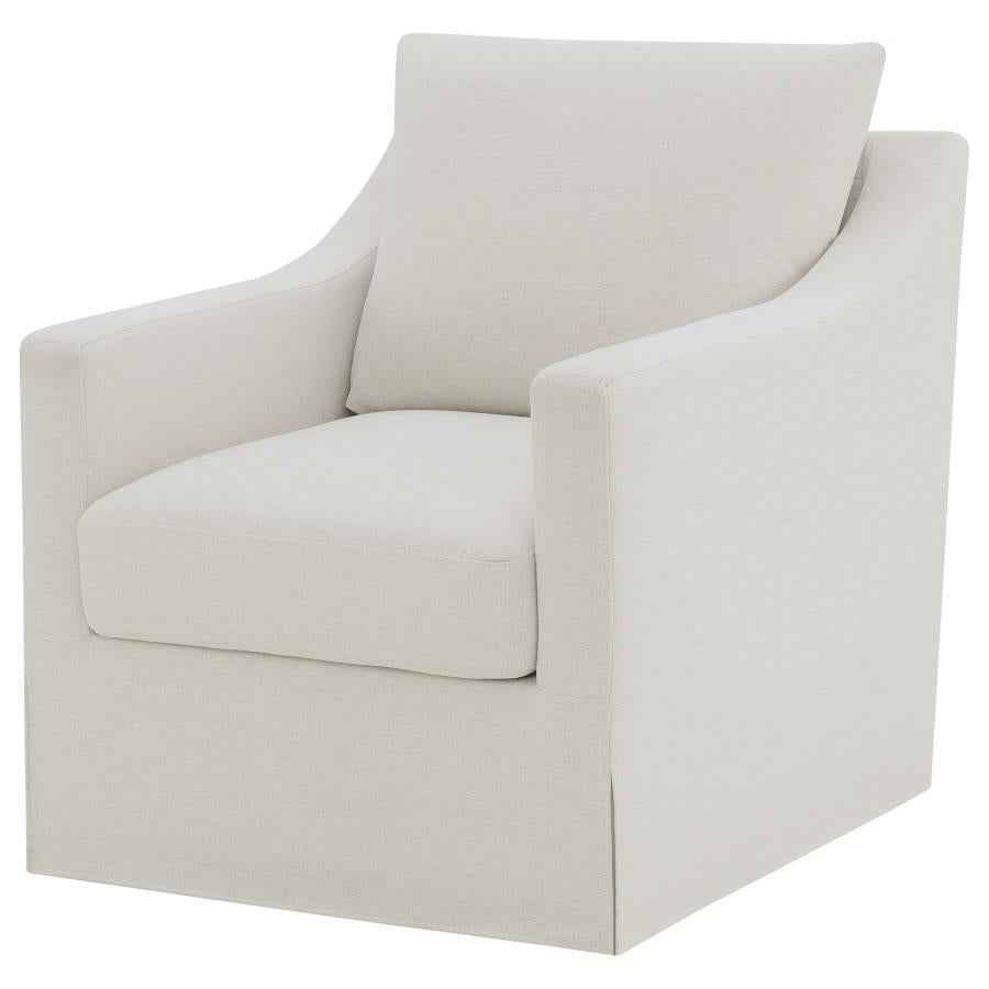 Winter Upholstered Sloped Arm Accent Swivel Chair Beige - Home & Sleep Outlet
