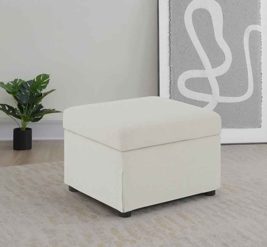 Winter Upholstered Hydraulic Lift Top Storage Ottoman Beige - Home & Sleep Outlet