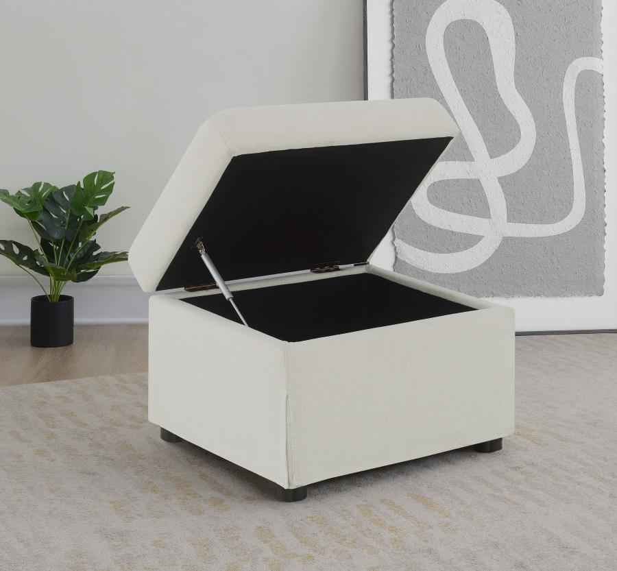 Winter Upholstered Hydraulic Lift Top Storage Ottoman Beige - Home & Sleep Outlet