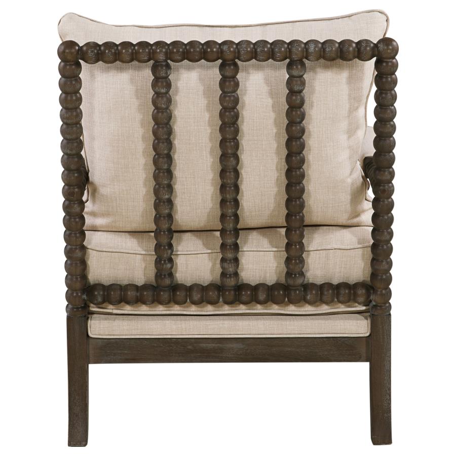 Blanchett Upholstered Bobbin Accent Chair Beige and Distressed Brown - Home & Sleep Outlet