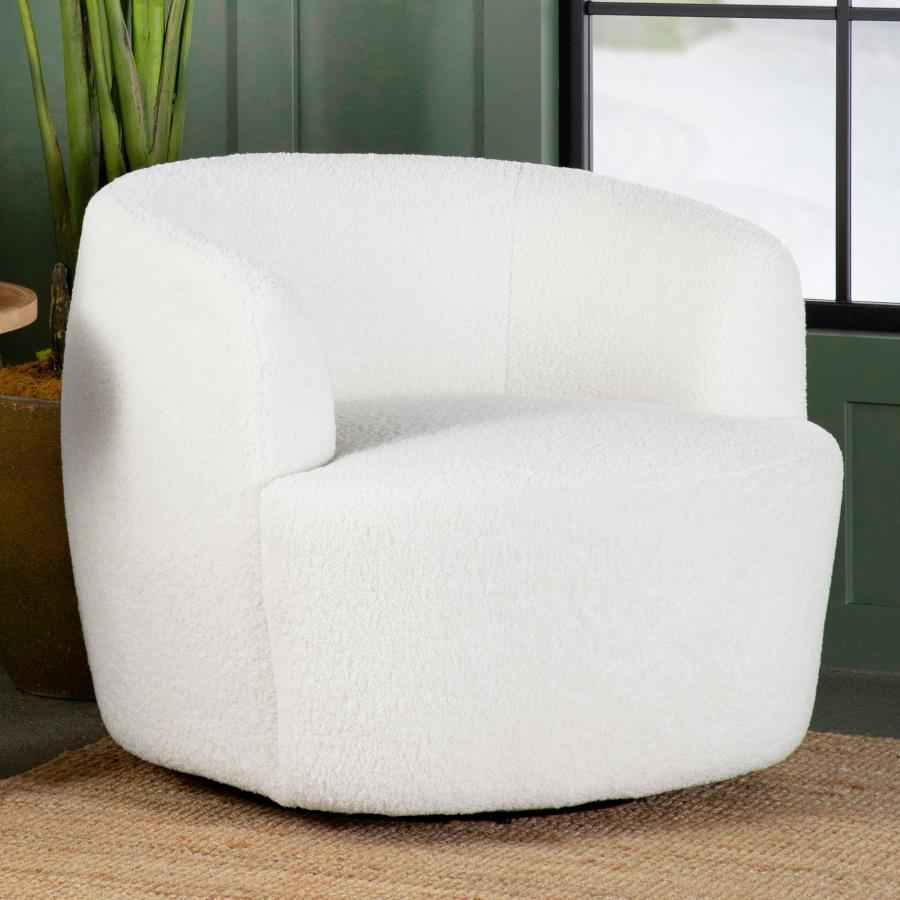 Hudson Faux Sheepskin Upholstered Swivel Chair Natural - Home & Sleep Outlet
