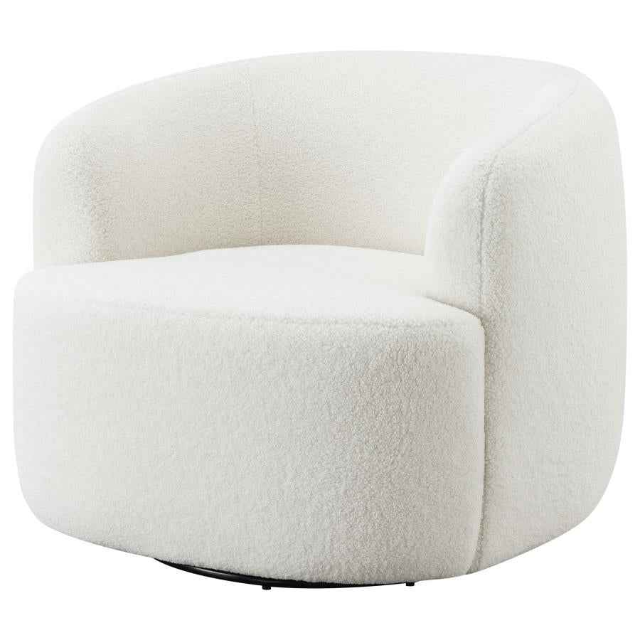 Hudson Faux Sheepskin Upholstered Swivel Chair Natural - Home & Sleep Outlet