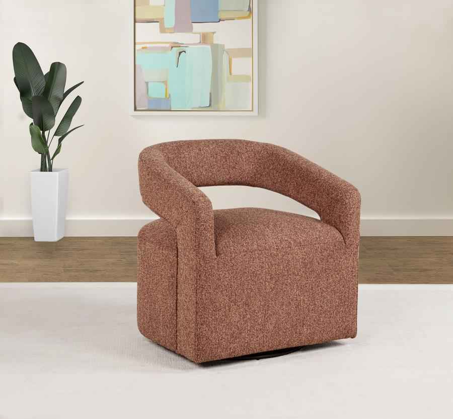 Westhill Boucle Upholstered Swivel Accent Chair Berry