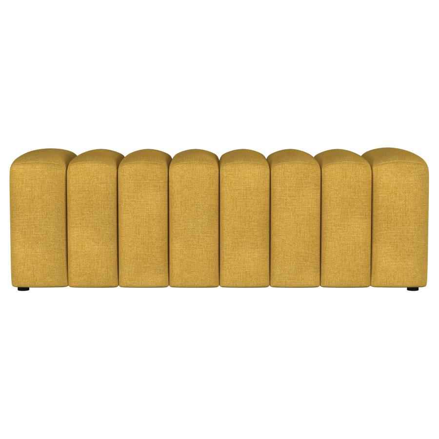 Summer Fabric Upholstered Tufted Accent Bench Mustard Yellow