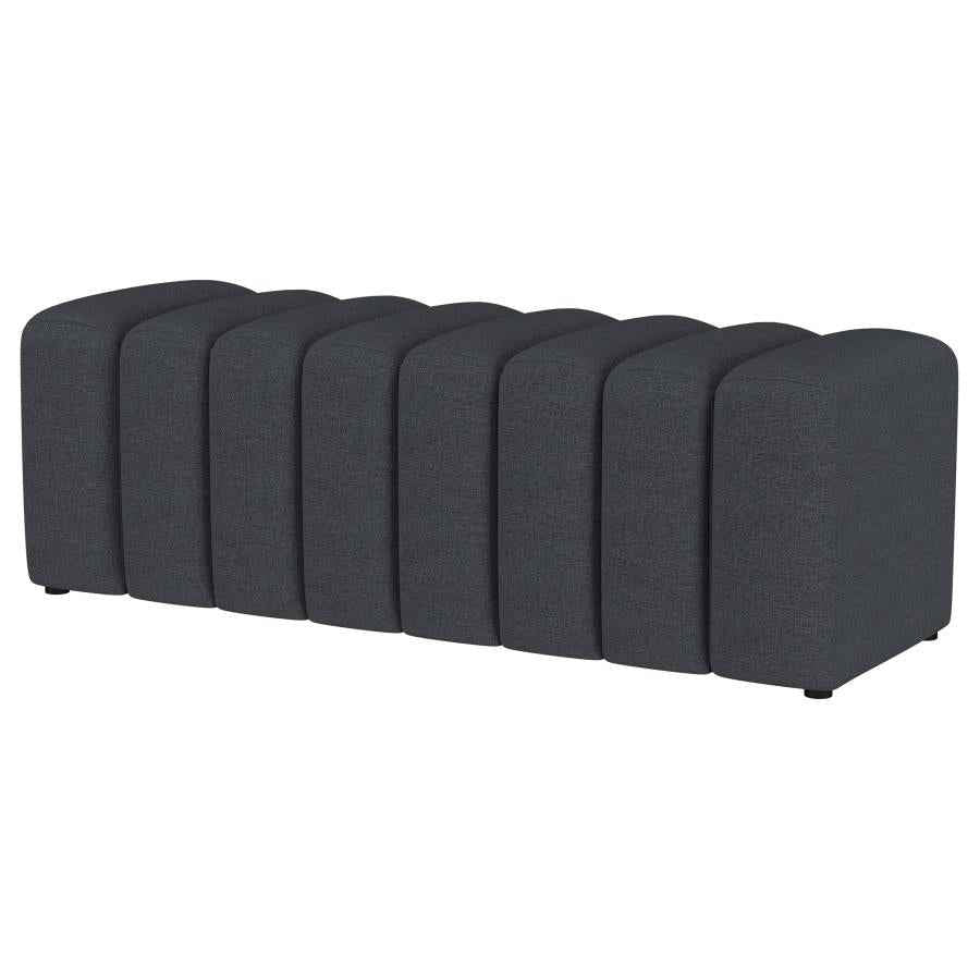 Summer Fabric Upholstered Tufted Accent Bench Charcoal