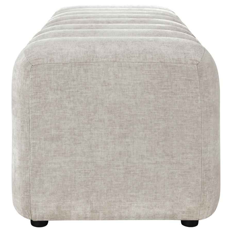 Summer Chenille Upholstered Channel Accent Bench Beige