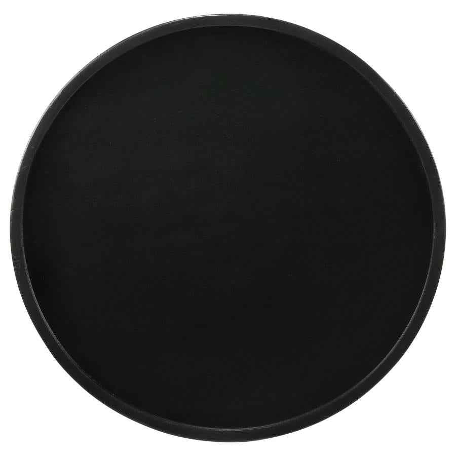 Ixia Round Solid Mango Wood Accent Side Table Black Stain