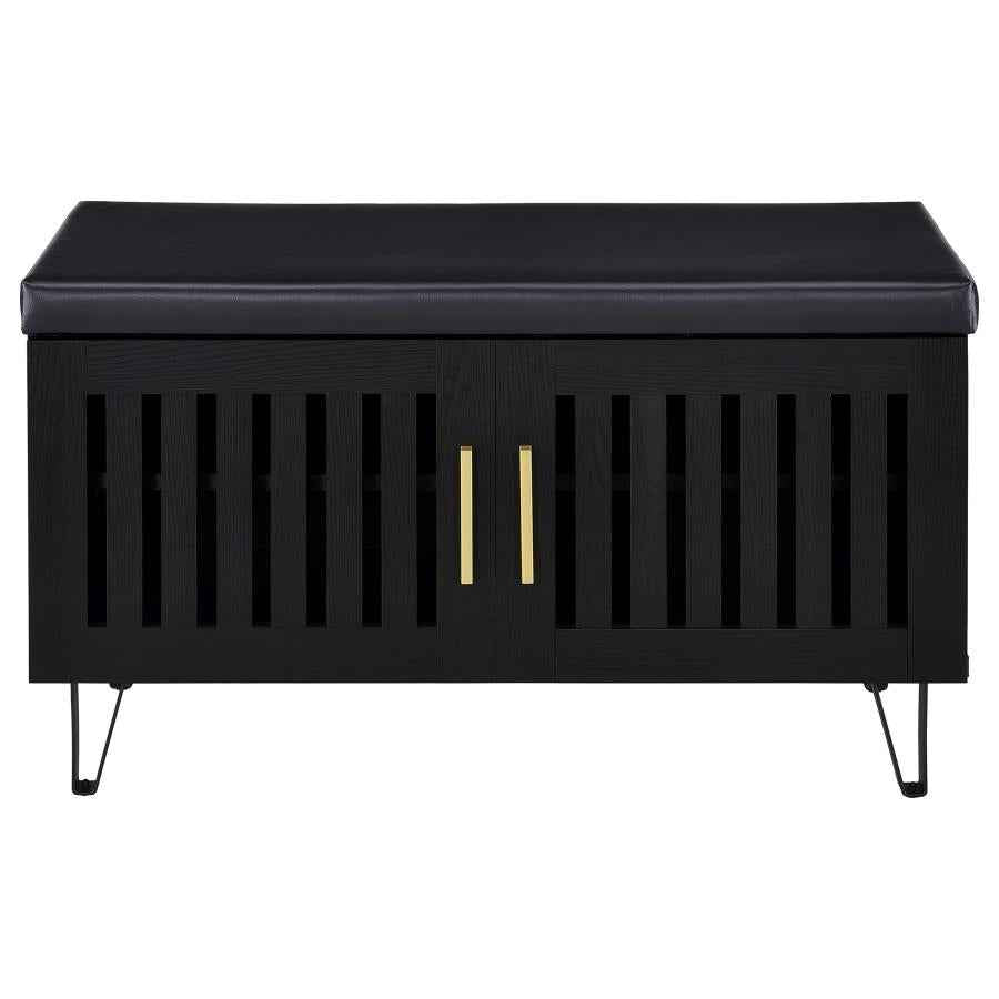 Brixton 2-door Padded Entryway Shoe Storage Bench Black
