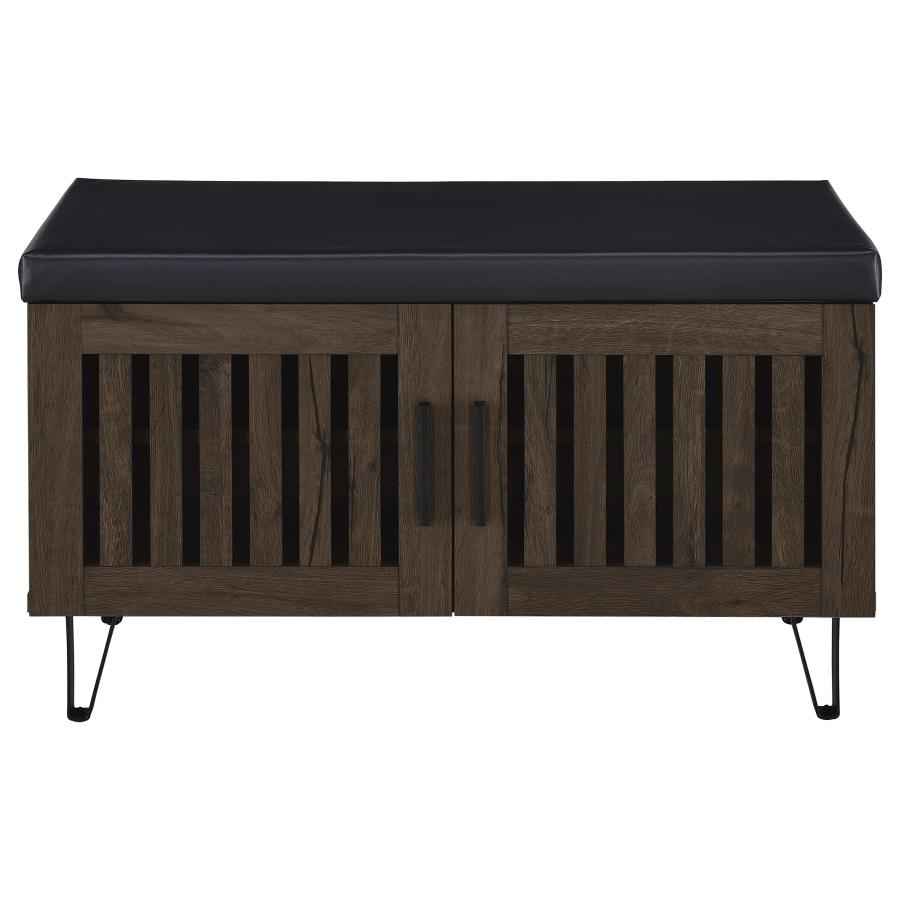 Brixton 2-door Padded Entryway Shoe Storage Bench Smoked Oak