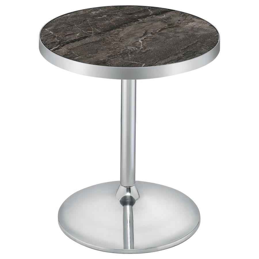 Cazen Round Faux Marble Top Pedestal Side Table Grey
