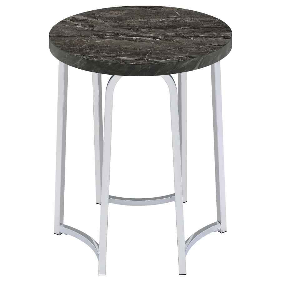 Barcelo Round Faux Marble Top Metal Side Table Grey