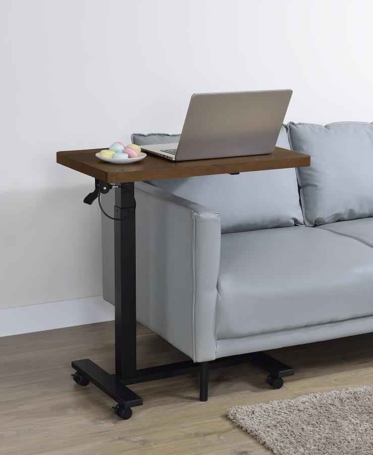 Westpark Pneumatic Adjustable C-Shape Side Table with Casters Dark Pine