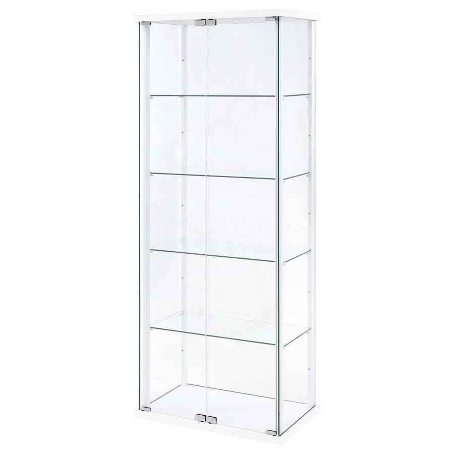 Delphinium 4-Shelf Clear Glass Curio Display Cabinet White