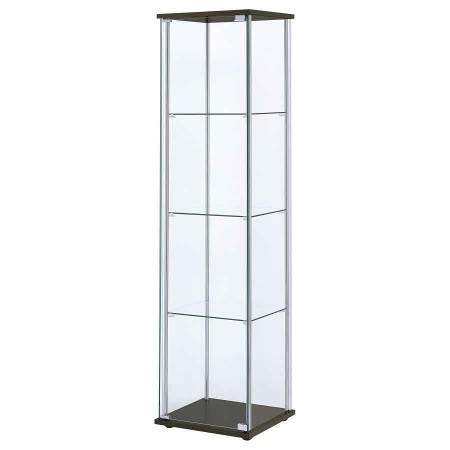 Bellatrix 3-shelf Clear Glass Curio Cabinet Cappuccino