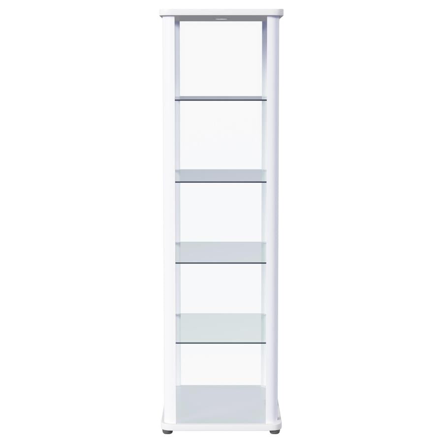 Aero 5-shelf Display Curio Cabinet with LED Lighting White