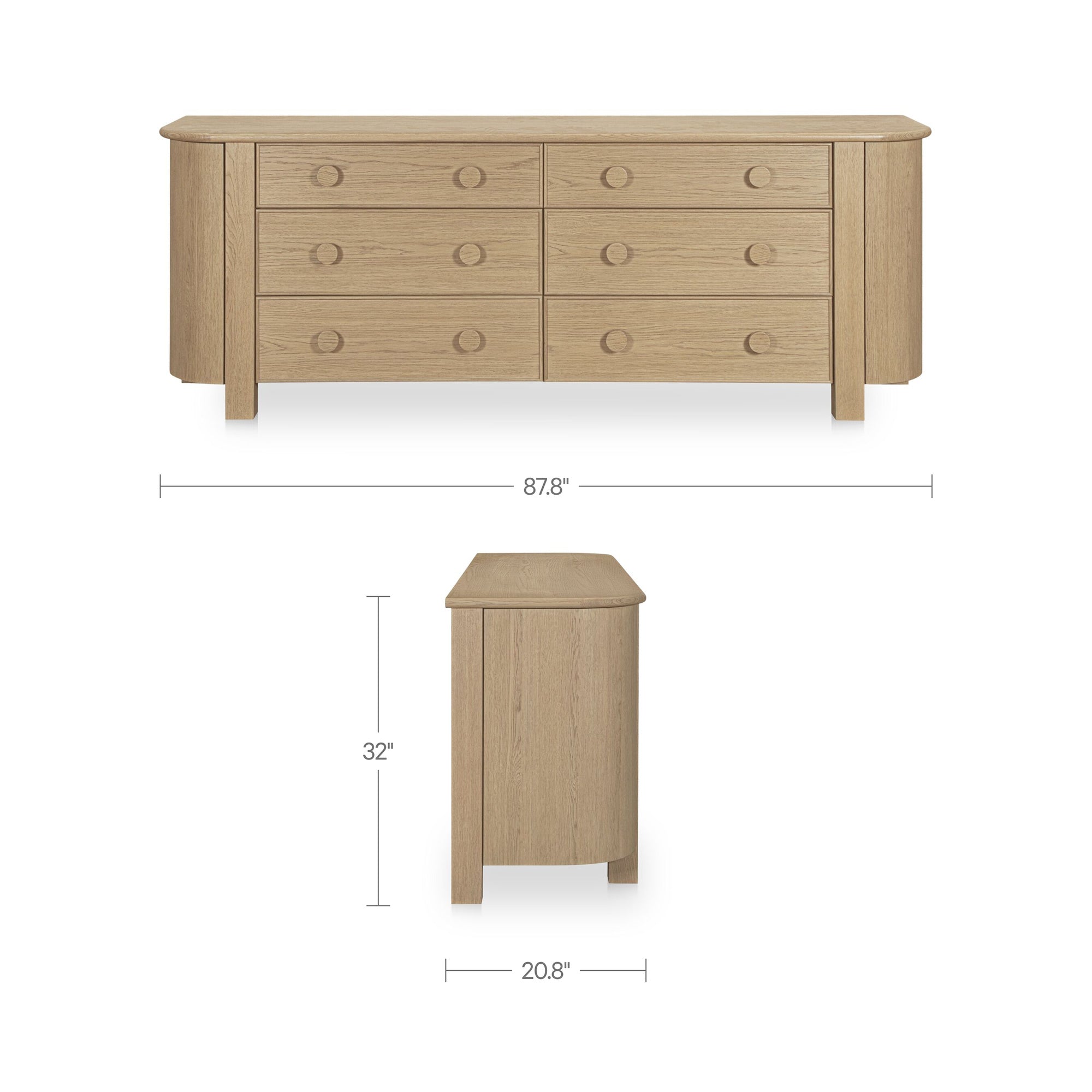 Loren 6 Drawer Dresser Natural