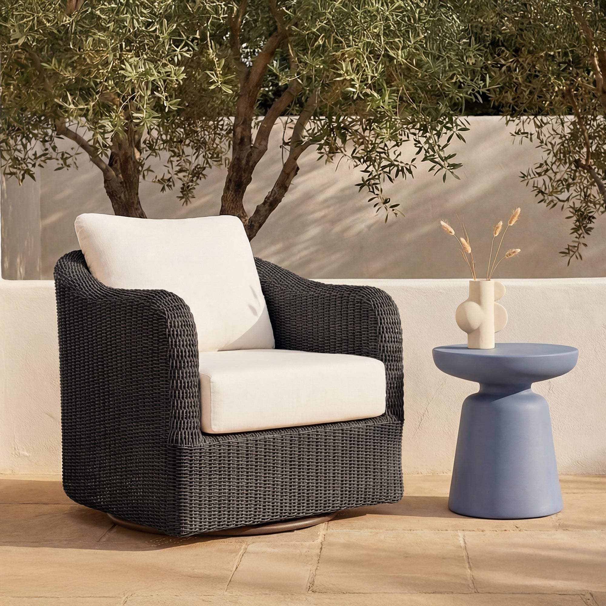 Bodhi Outdoor Swivel Accent Chair Charcoal