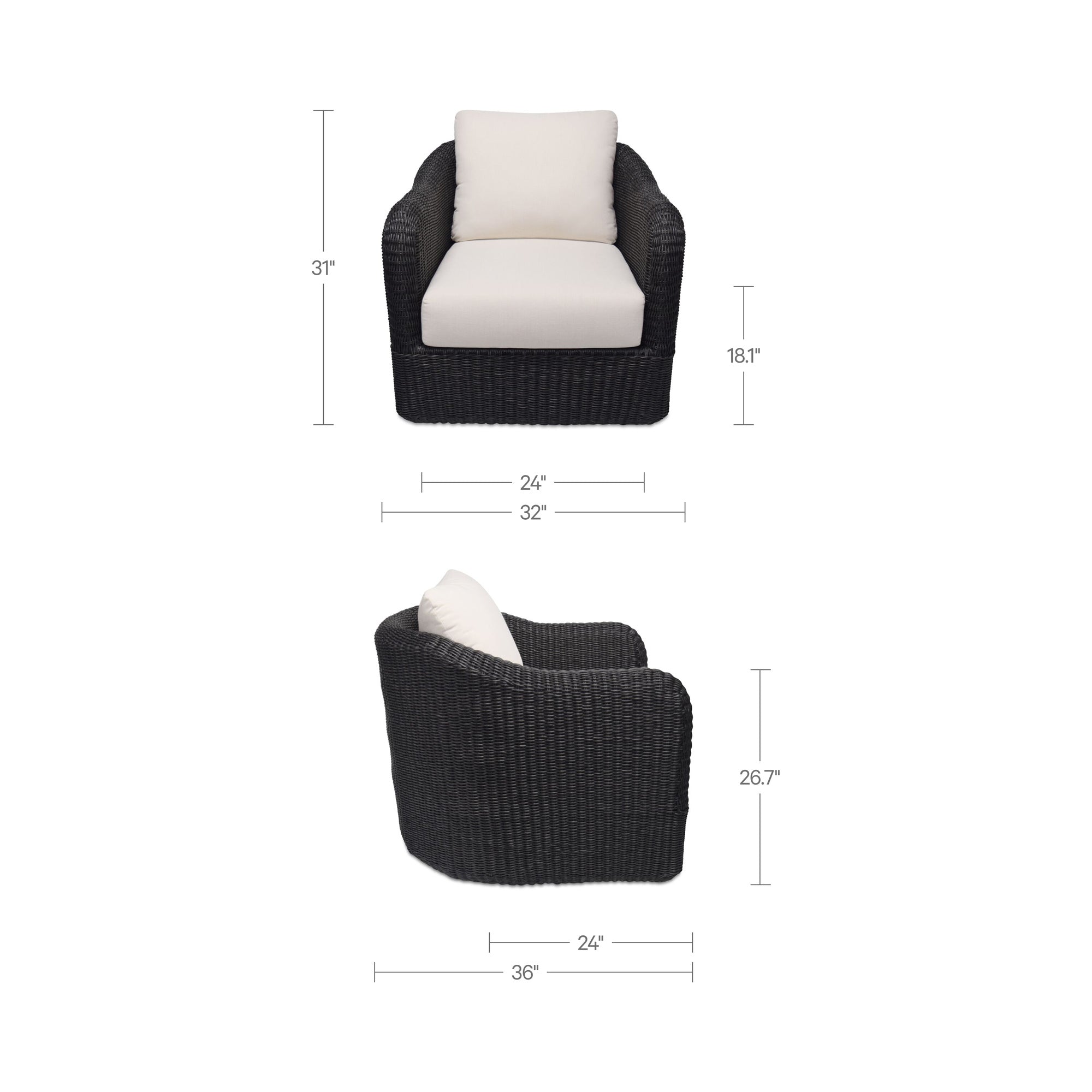 Bodhi Outdoor Swivel Accent Chair Charcoal