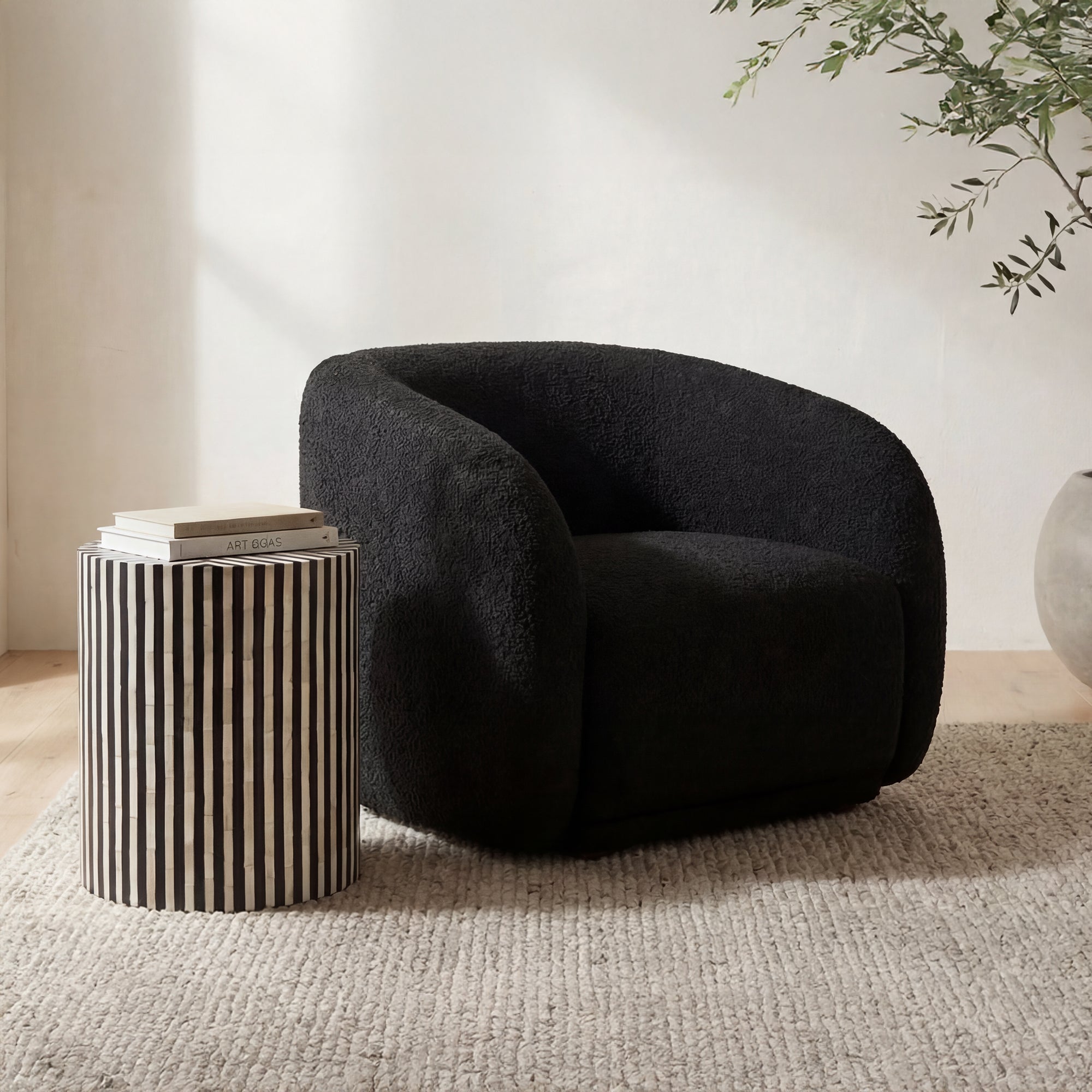 Faye Accent Chair Black Boucle