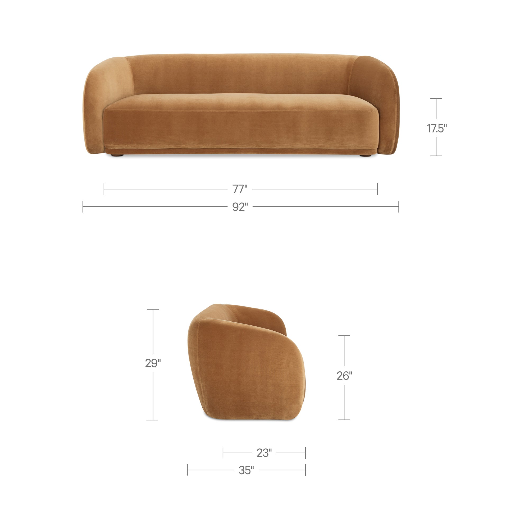 Faye Sofa Tan Faux Mohair