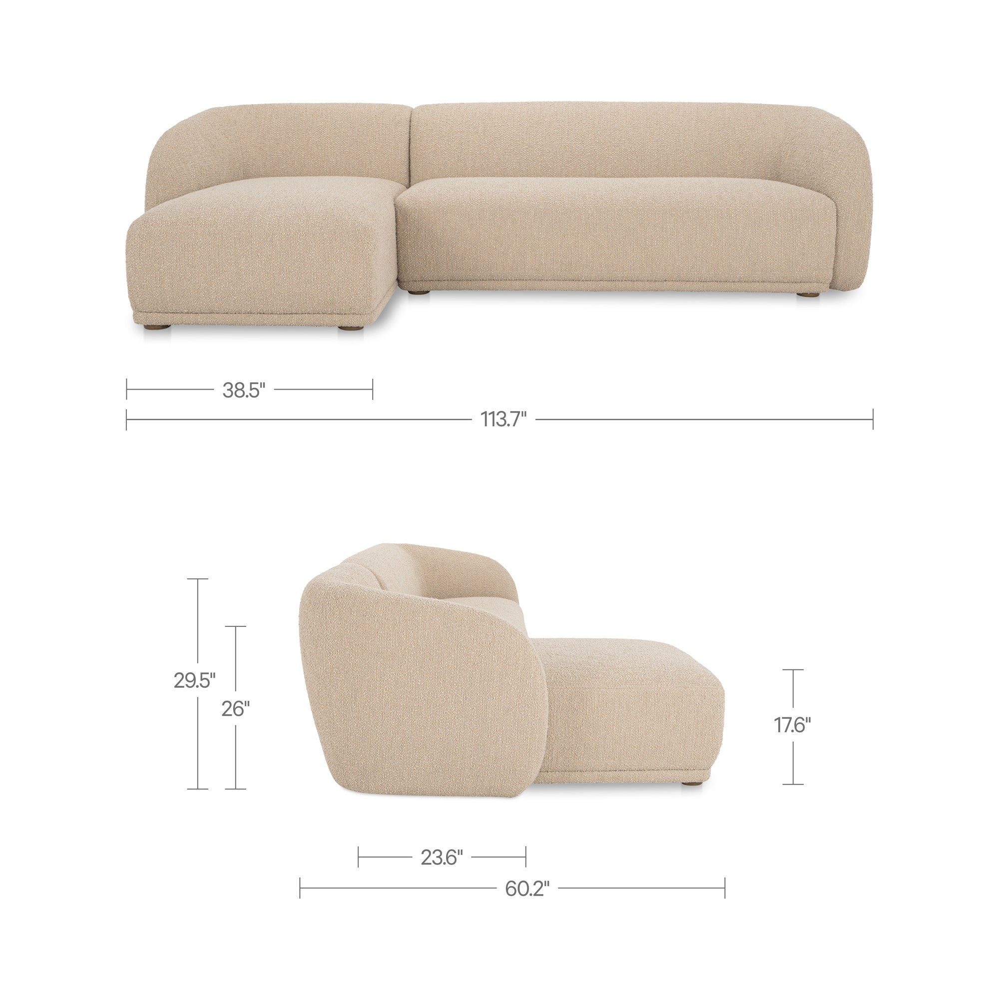 Faye Left Sectional Beige Boucle