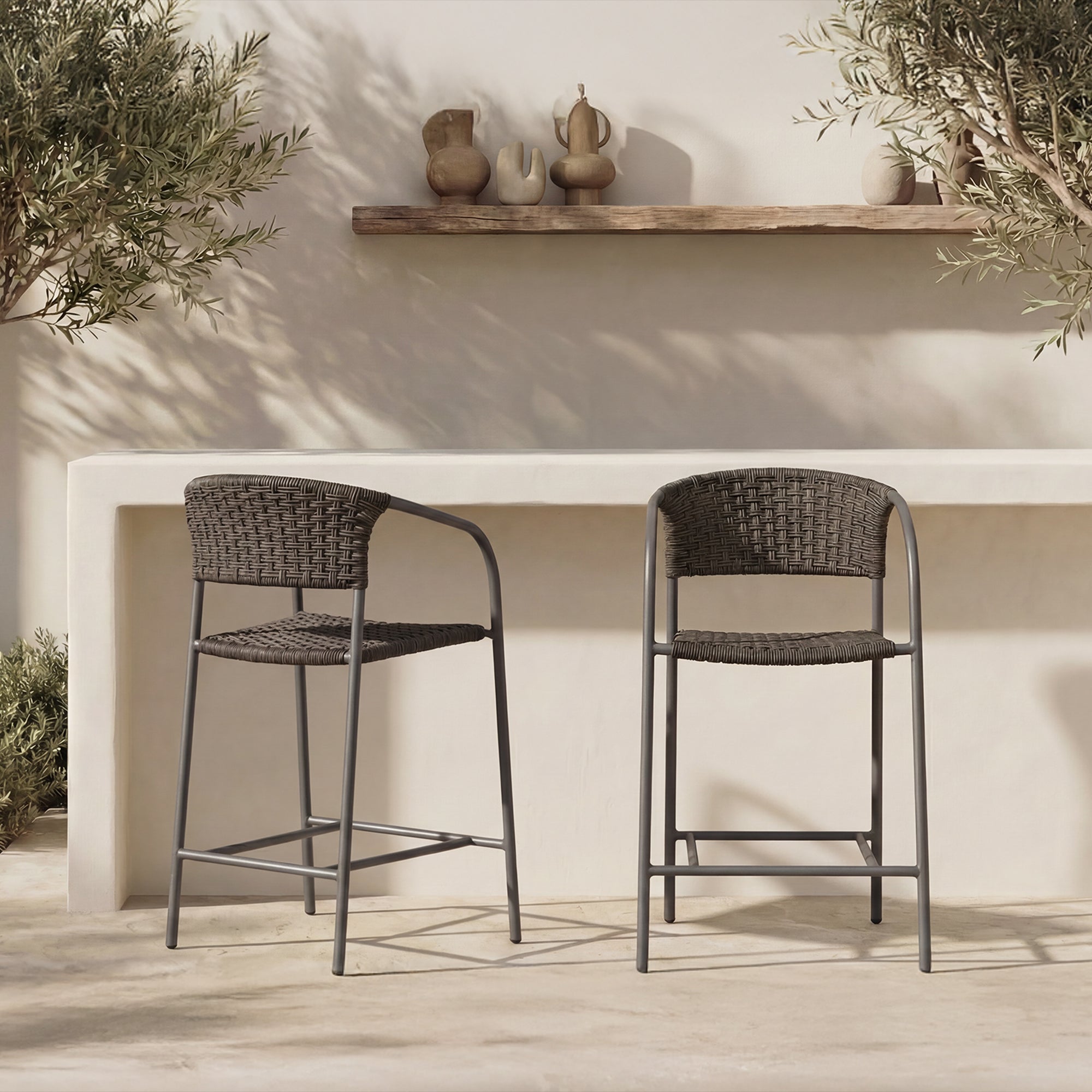 Zola Outdoor Bar Stool Dark Brown