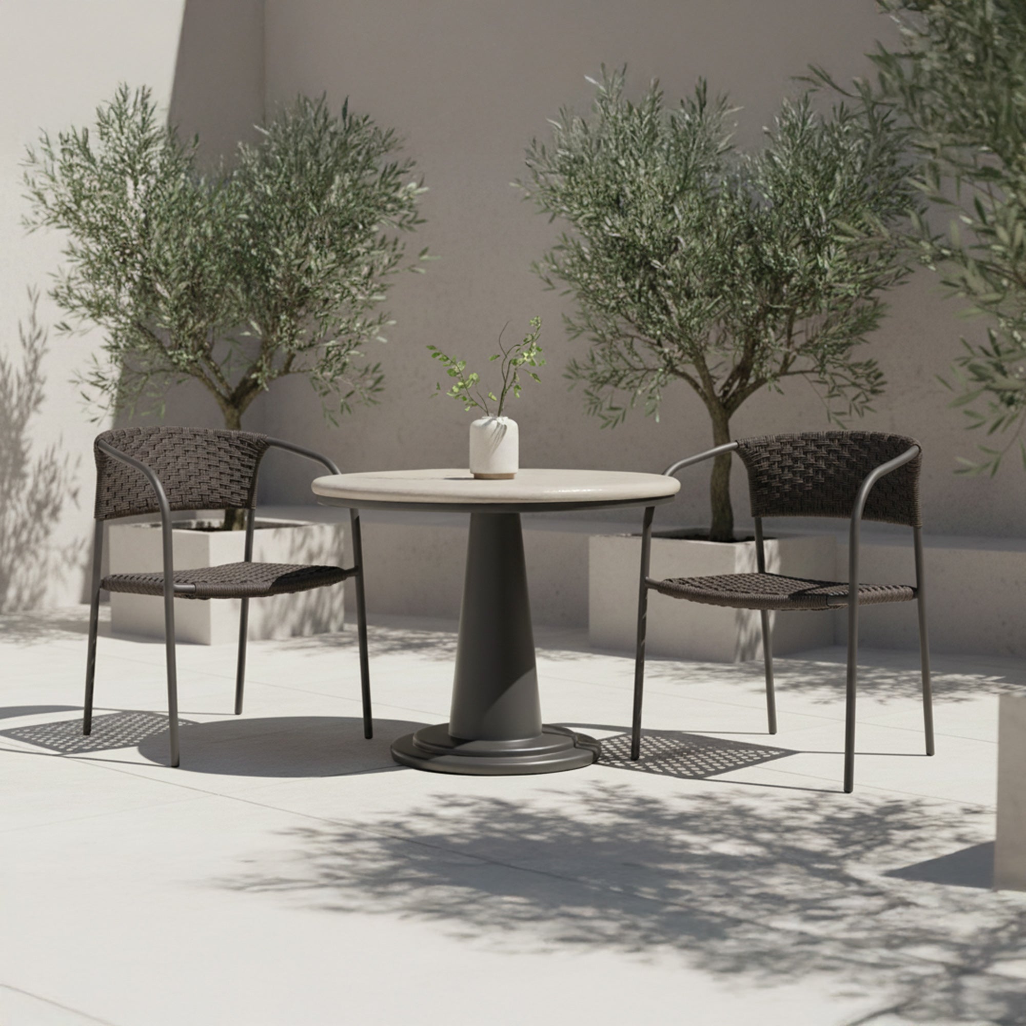 Zola Outdoor Dining Chair Dark Brown-Set Of Two
