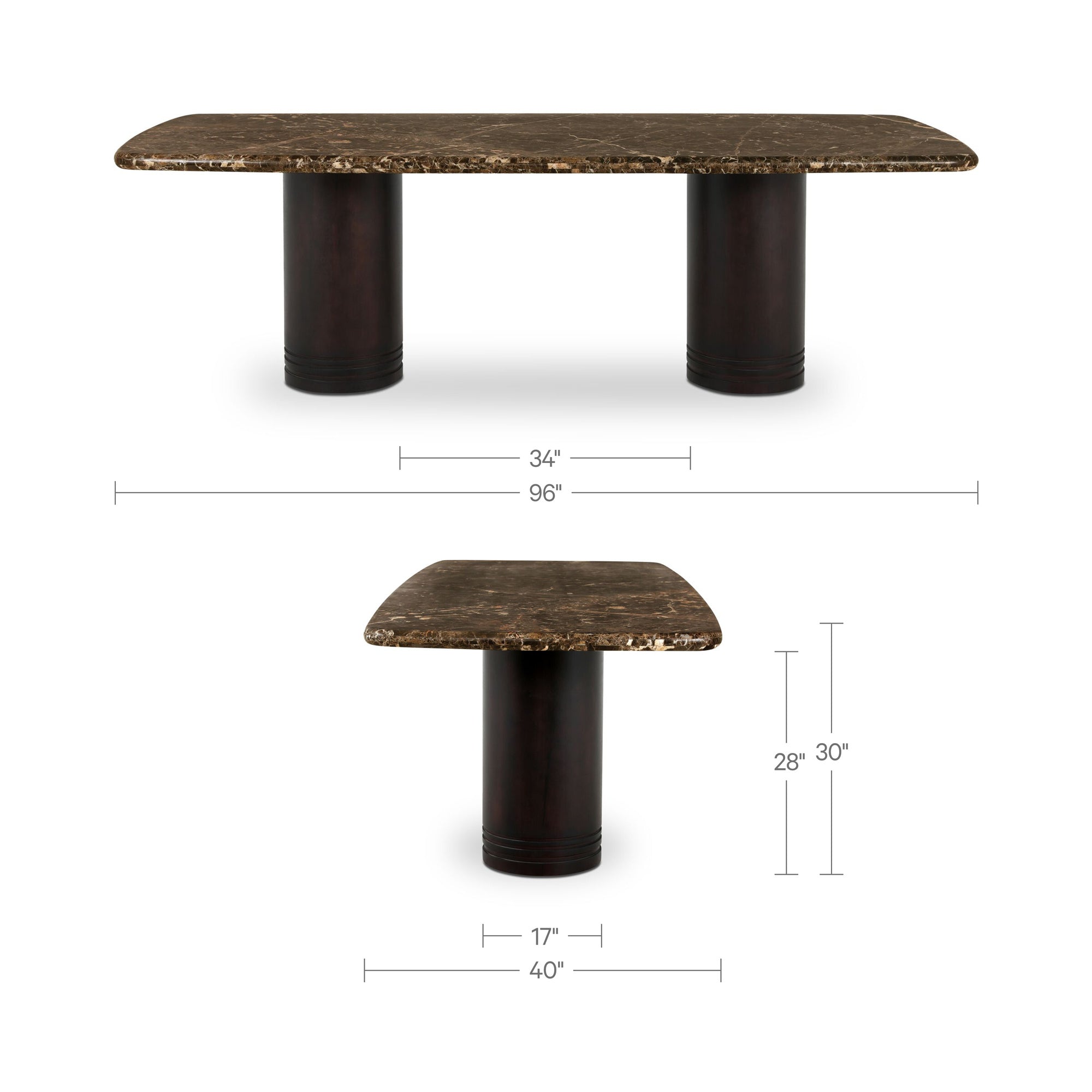 Daphne Dining Table Large Dark Emperador Marble