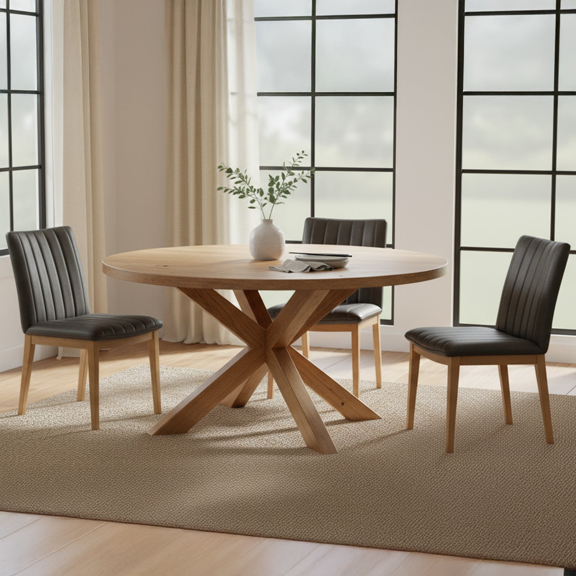 Demi Dining Chair Brown Leather-Set of Two