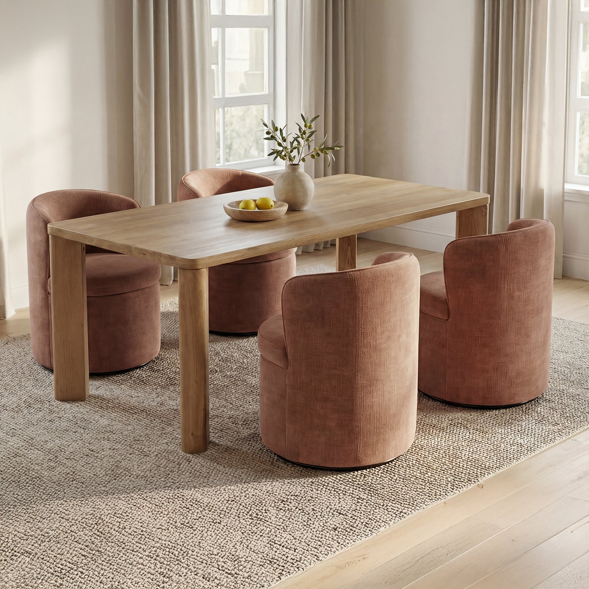 Segment Dining Table Wood Small Heritage Brown