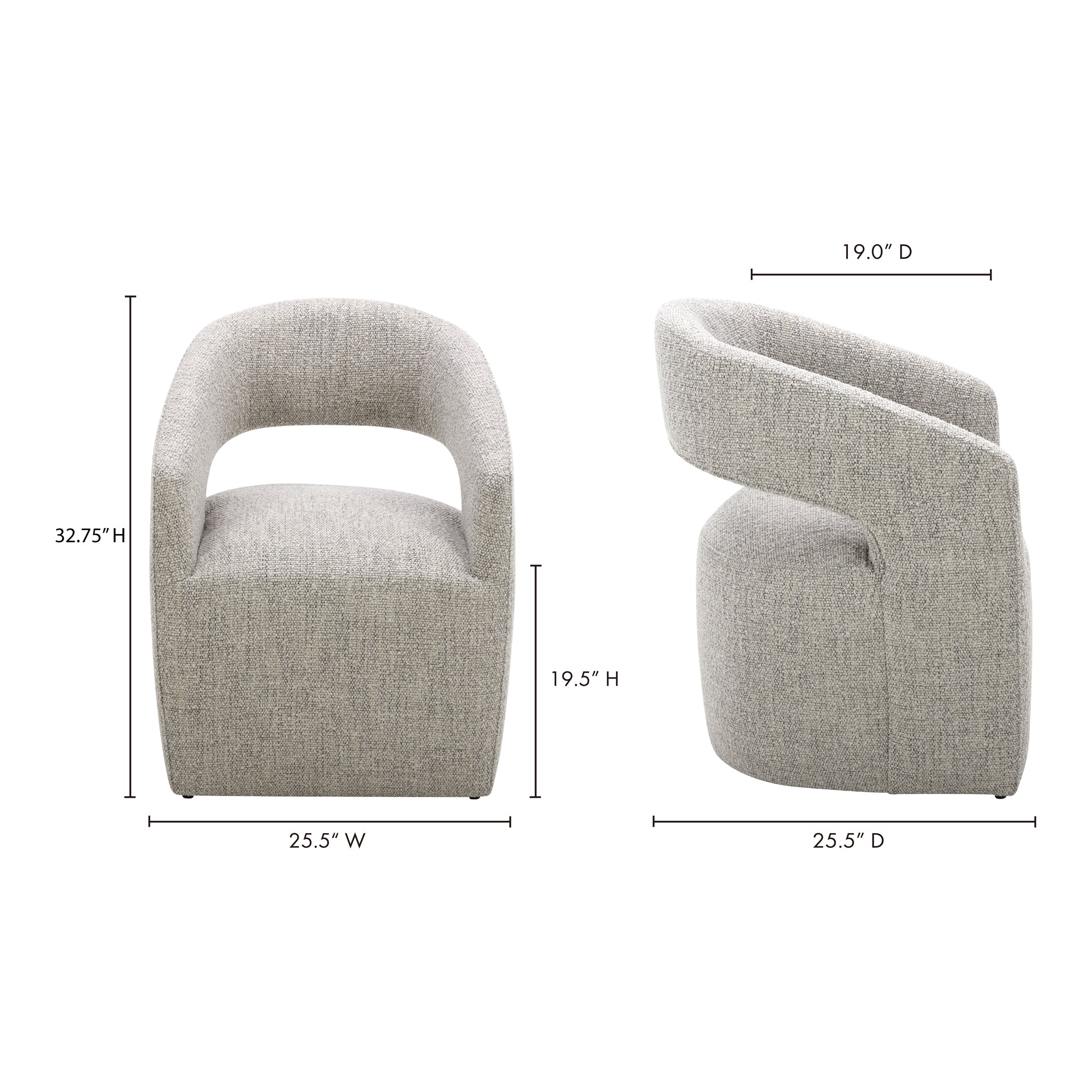 Barrow Rolling Dining Chair Grey Storm