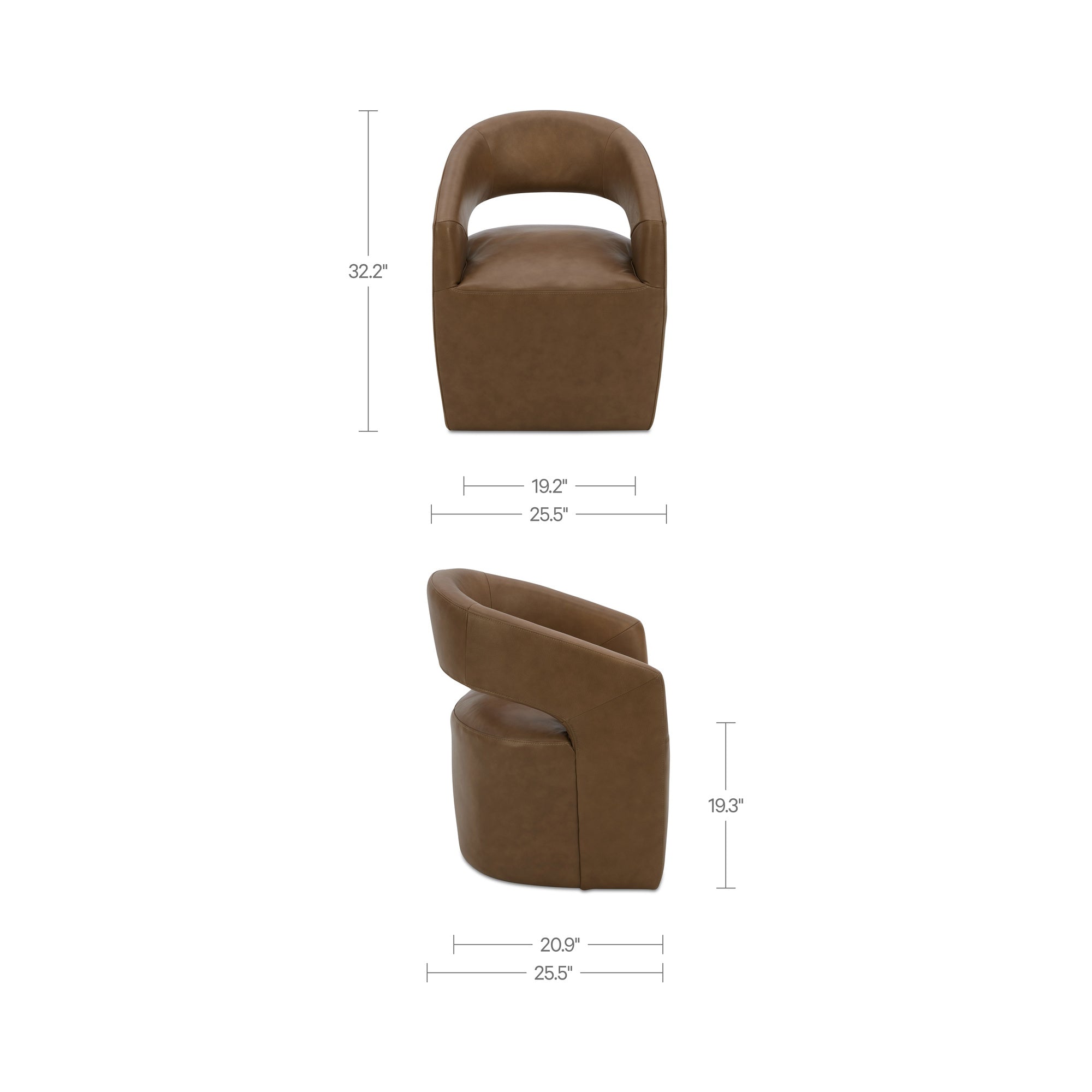 Barrow Rolling Dining Chair Tan Leather