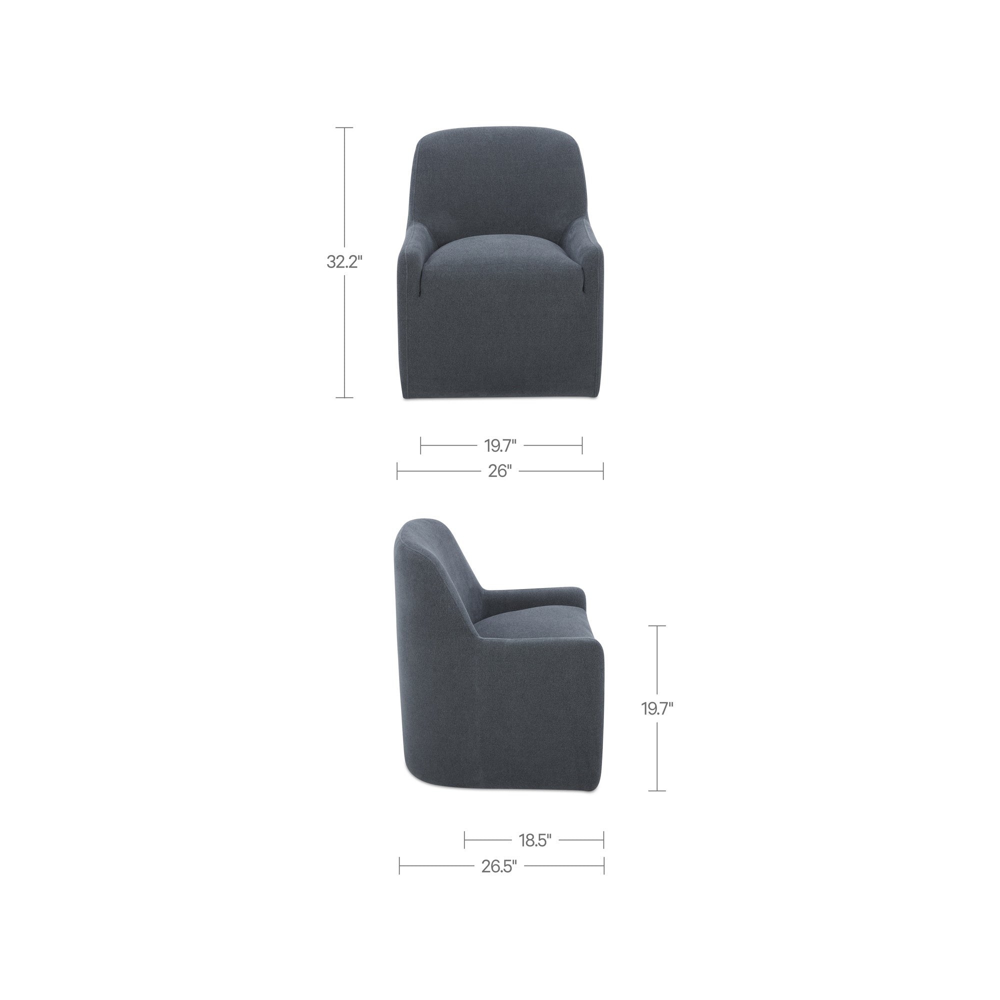 Maisie Rolling Dining Chair Slate Blue