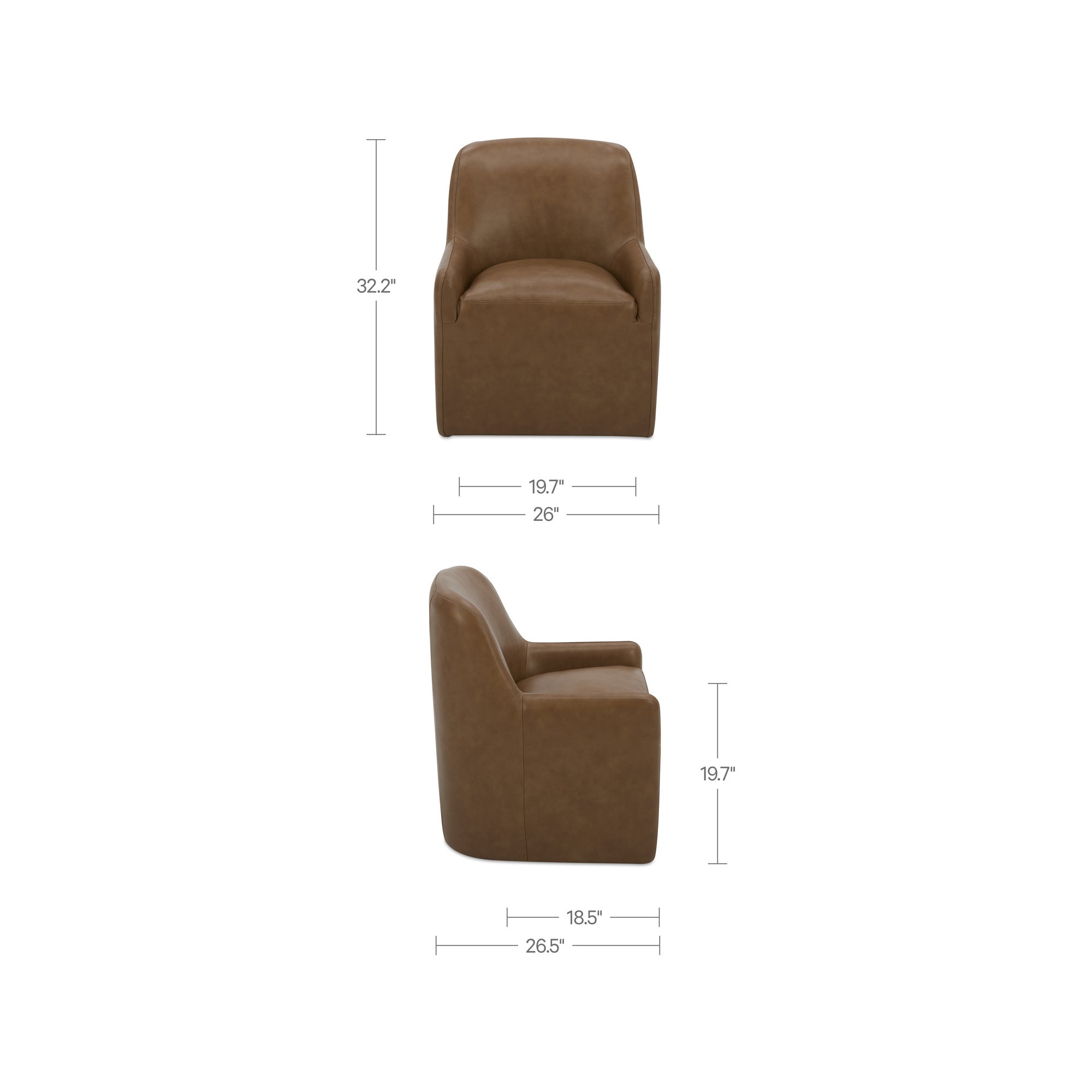 Maisie Rolling Dining Chair Tan Leather