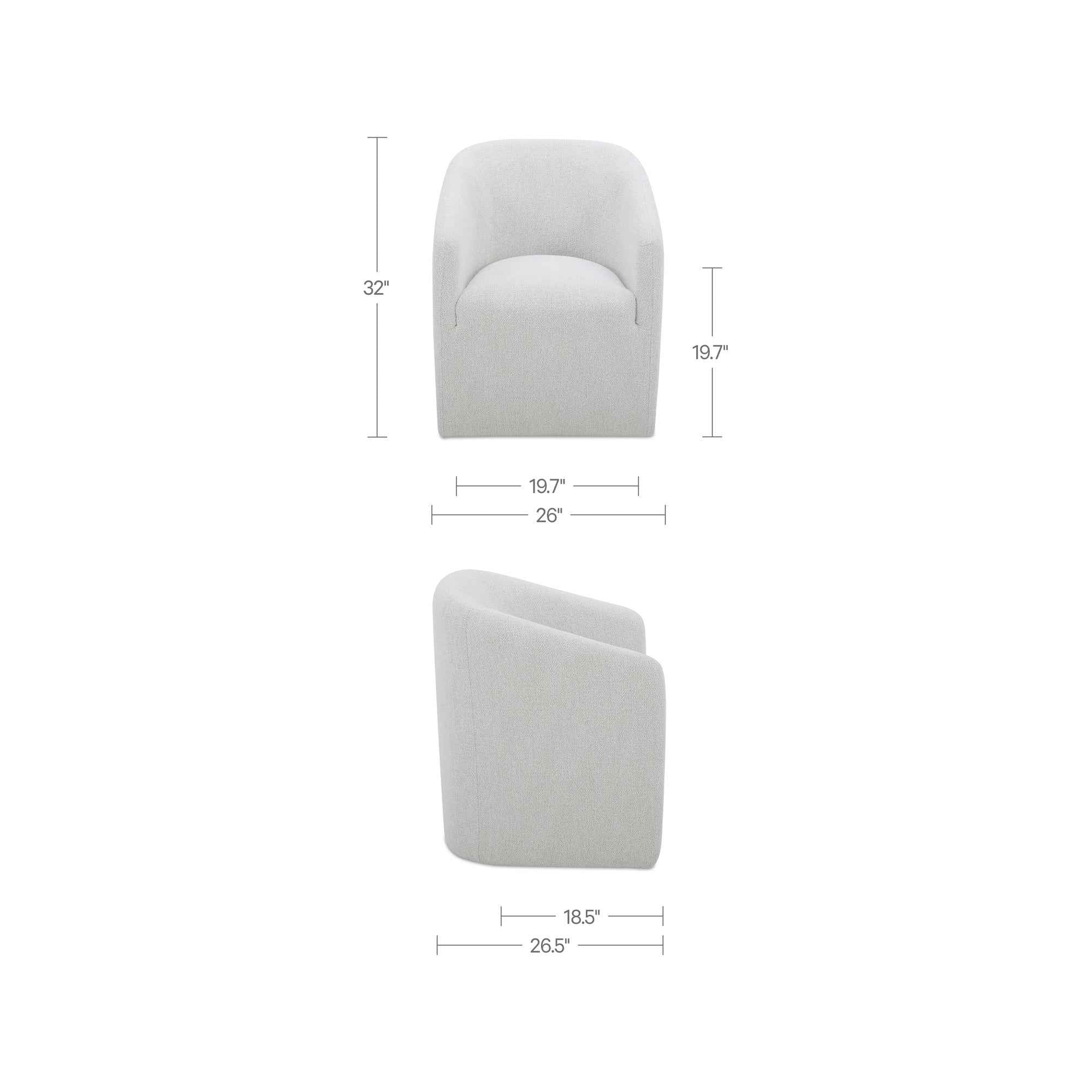 Sandy Rolling Dining Chair Off White