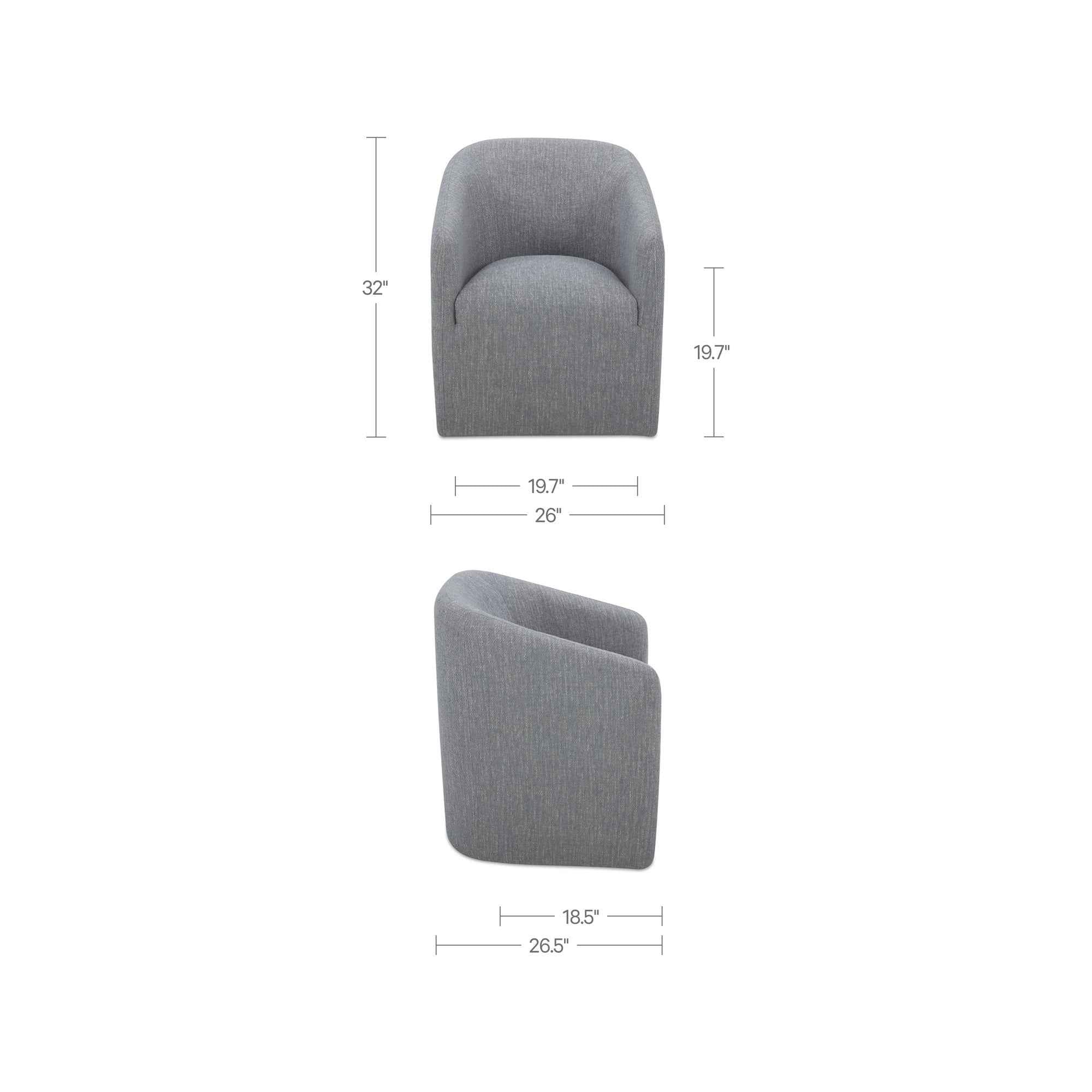 Sandy Rolling Dining Chair Grey