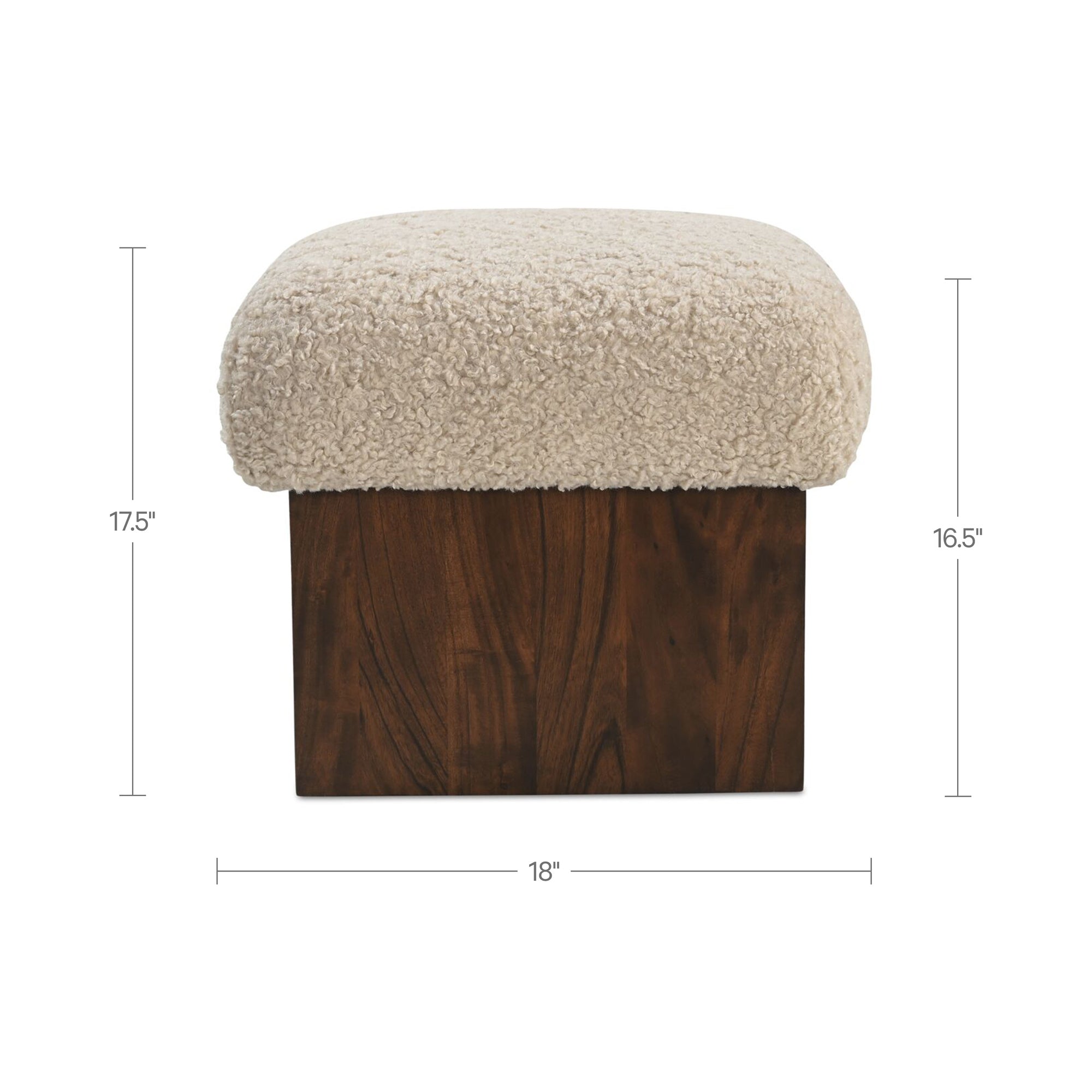 Serge Ottoman Cream Faux Shearling