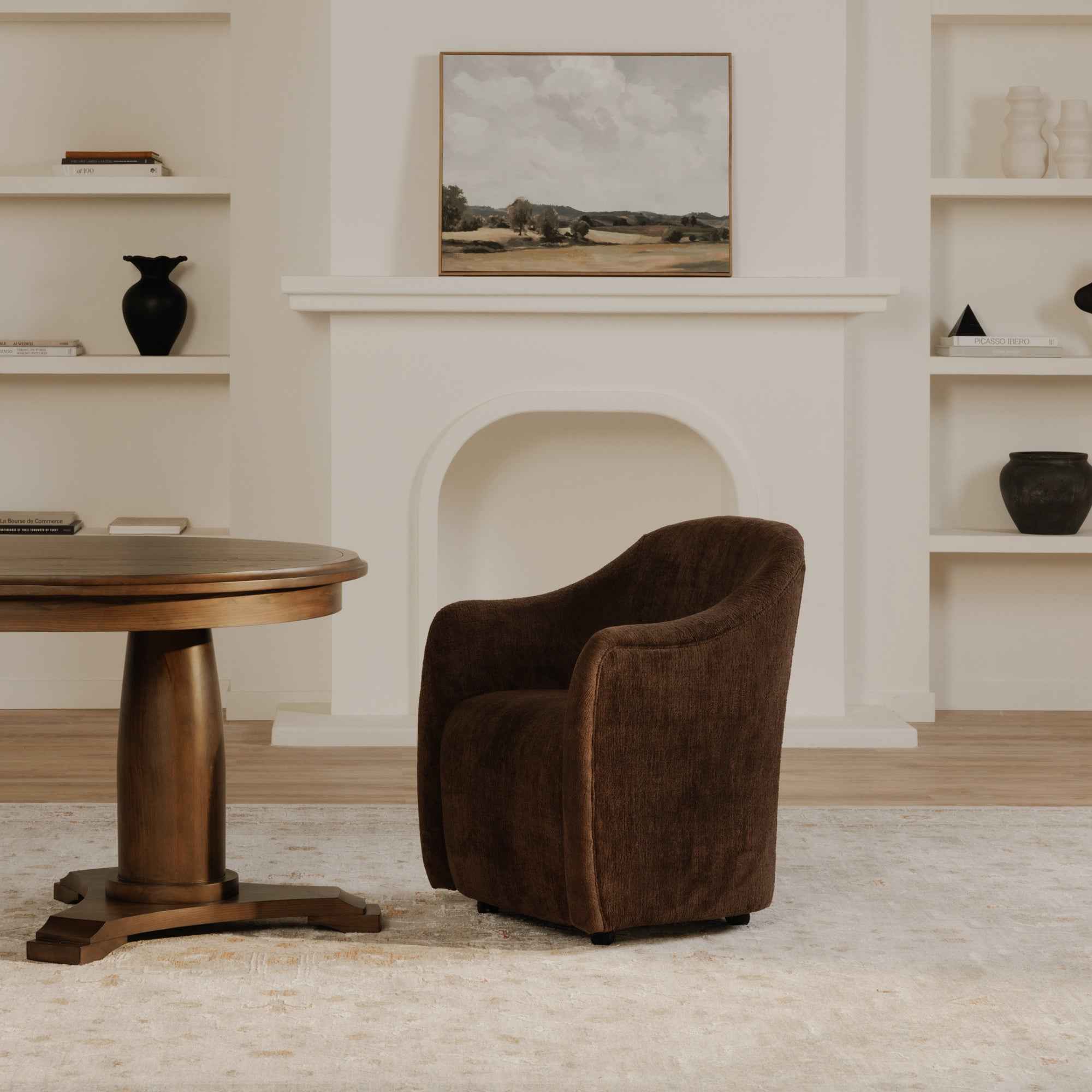 Drava Rolling Dining Chair Dark Brown