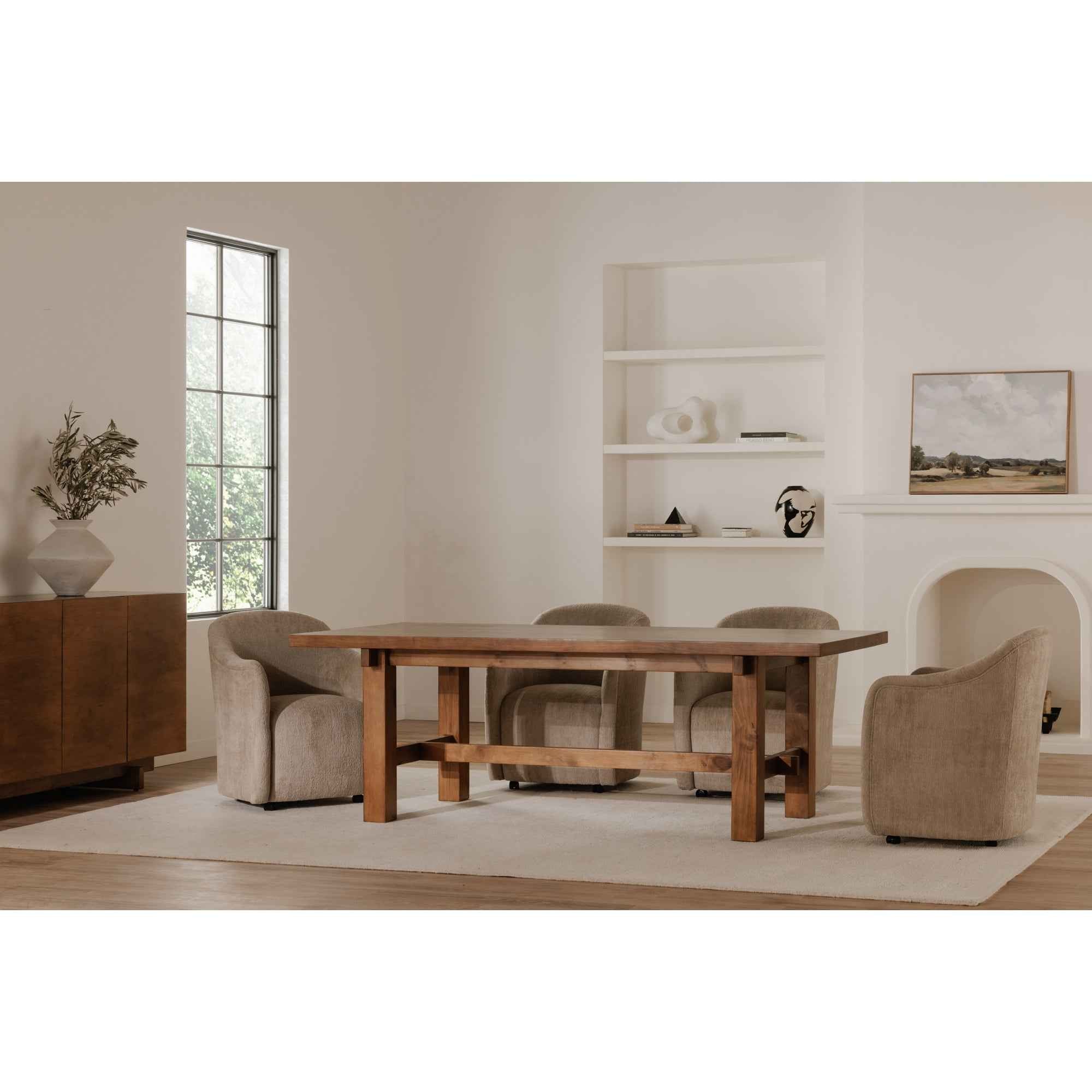 Drava Rolling Dining Chair Beige