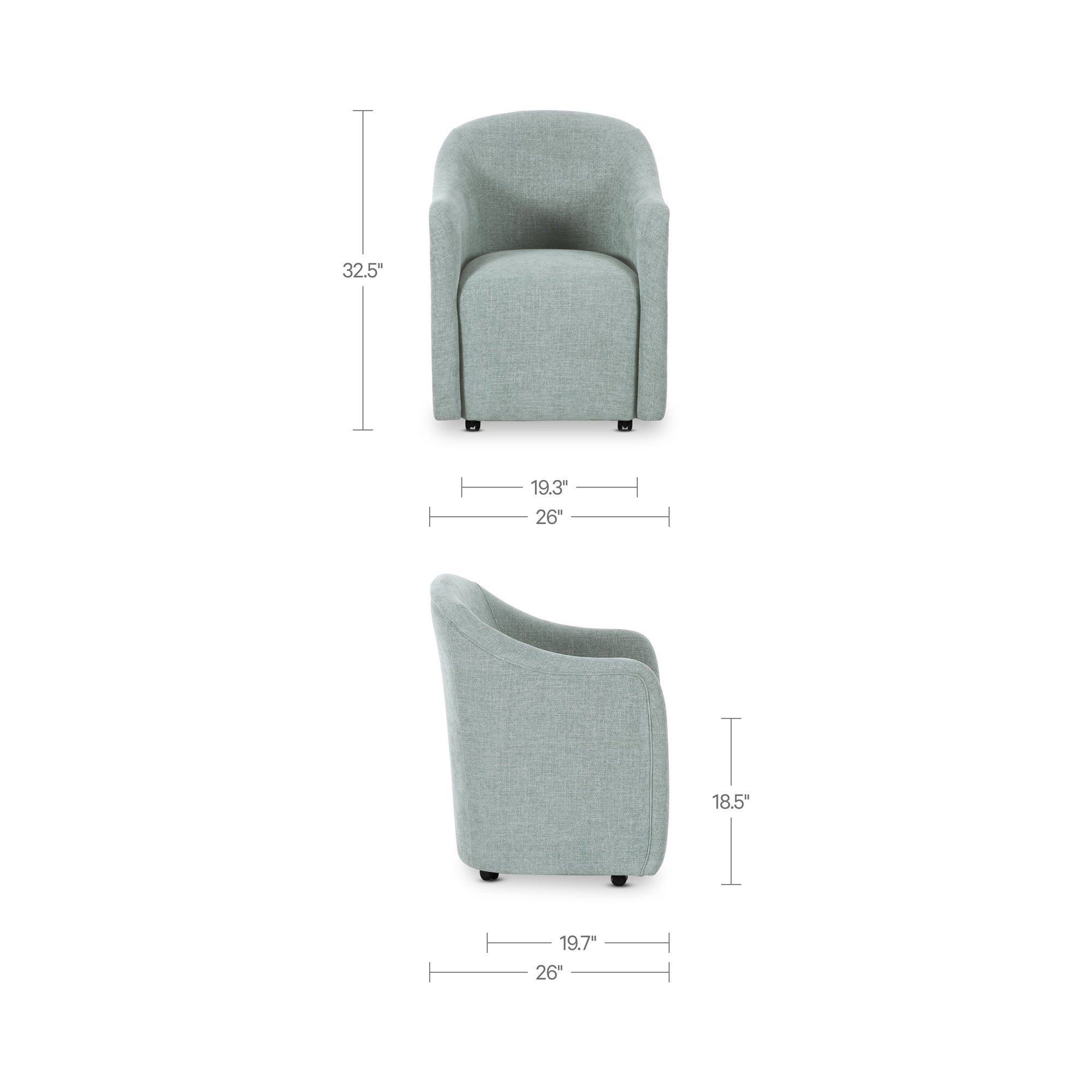 Drava Rolling Dining Chair Light Blue