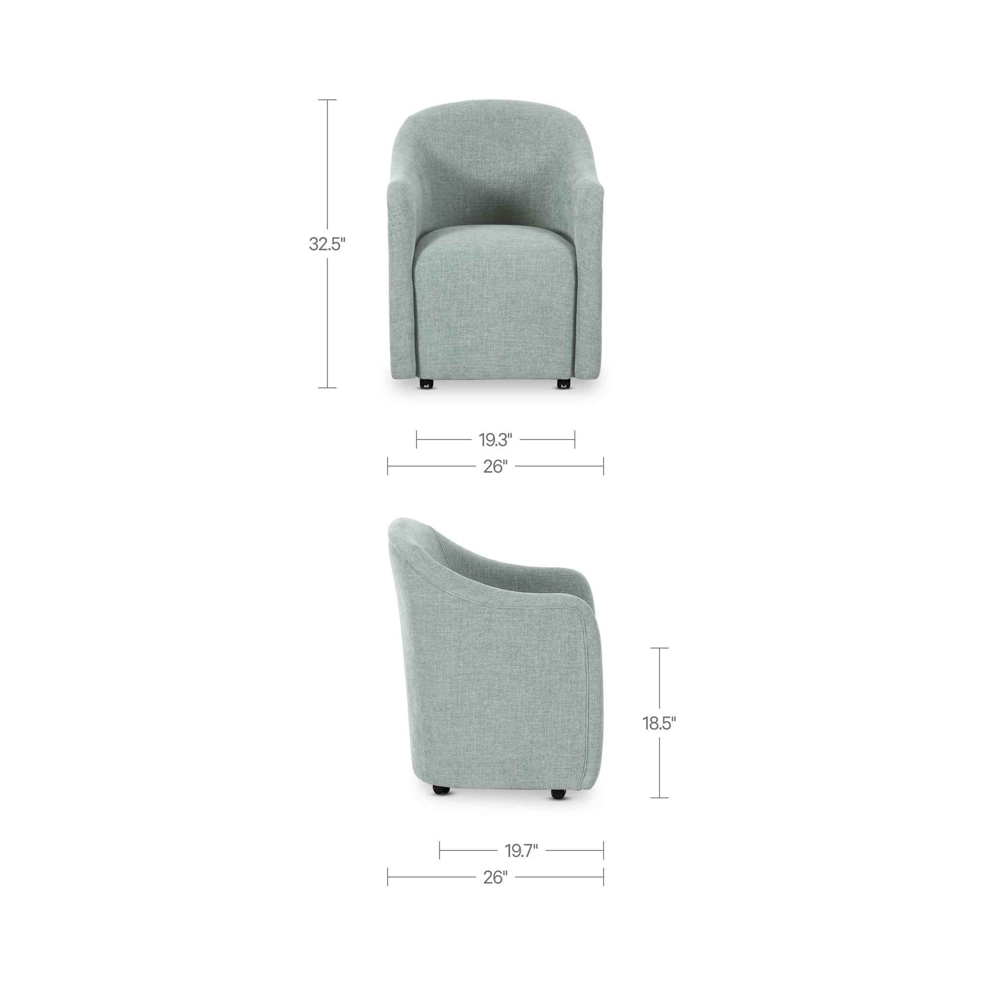Drava Rolling Dining Chair Light Blue