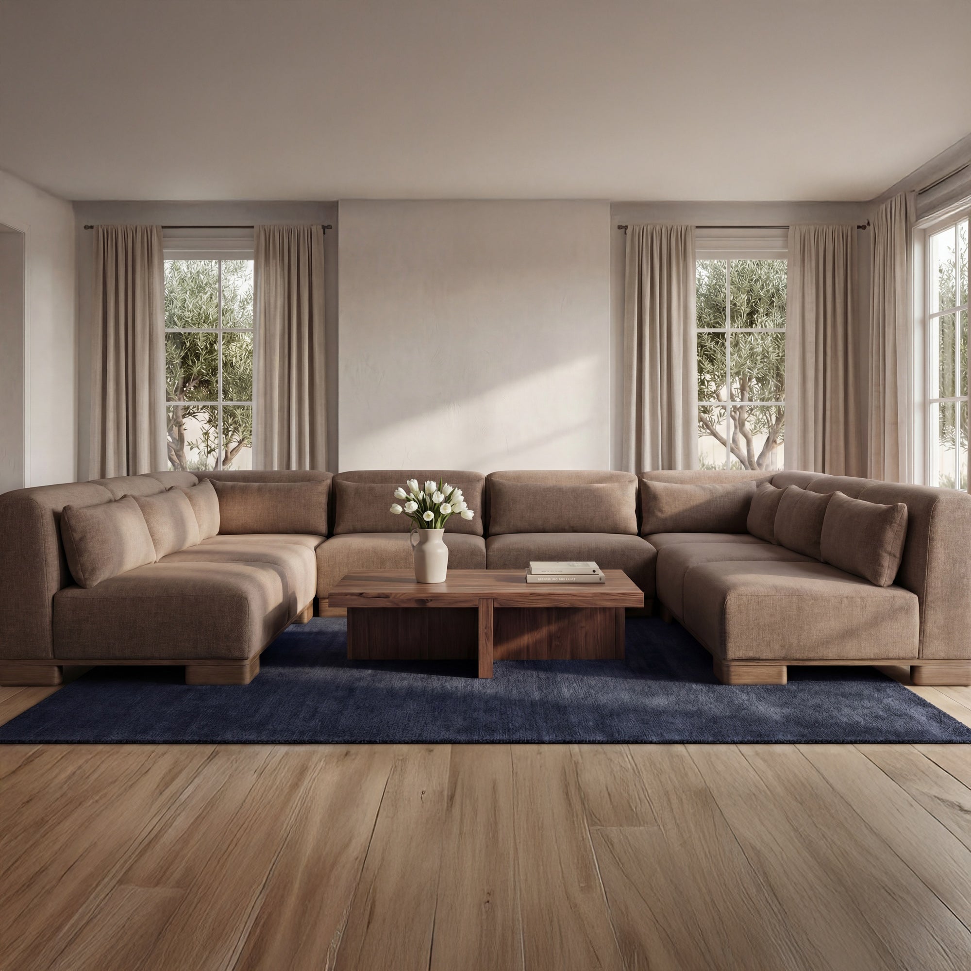 June U Shaped Modular Sectional Dark Brown
