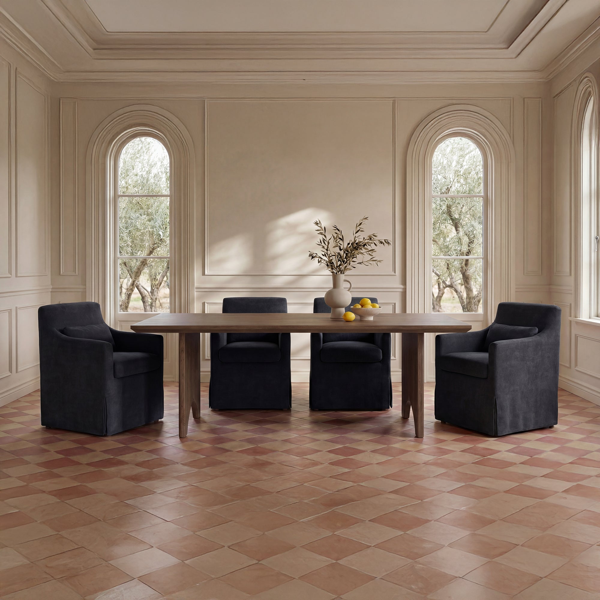 Lydia Slipcover Dining Chair Black