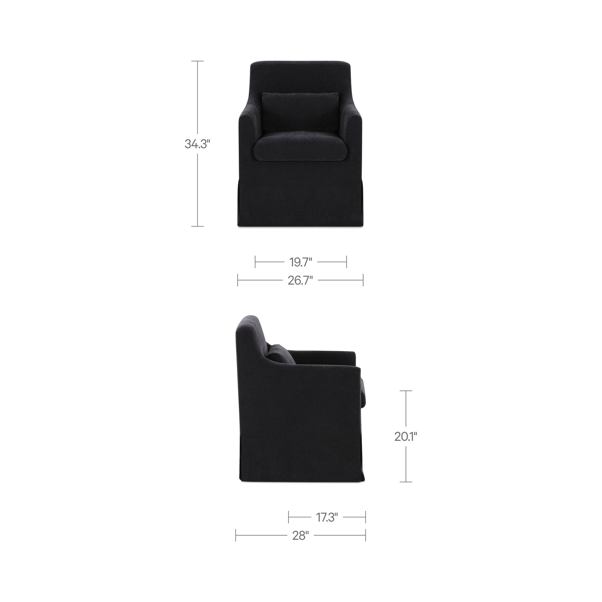 Lydia Slipcover Dining Chair Black